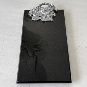 Arthur Court Marble Cheese Cutting Board Pewter Grapes Black Speckled Tray 11"